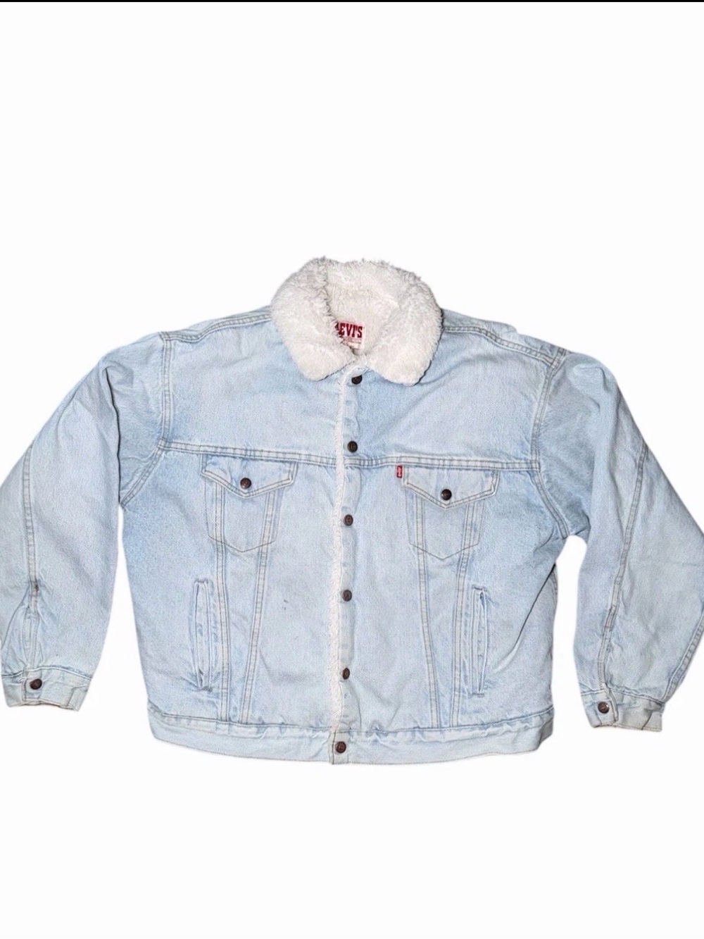 1980s Vintage Levis Denim Trucker Jacket Sherpa Lined 80s Made In USA Size XL